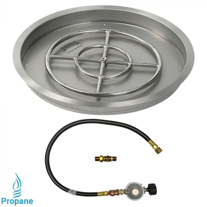 American Fire Glass 25" Round Drop-In Pan with Match Light Kit (18" Fire Pit Ring) - Propane