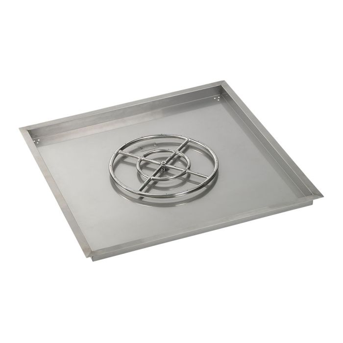 American Fireglass 36" Square Drop-In Pan with Match Light Kit (18" Fire Pit Ring) - Propane