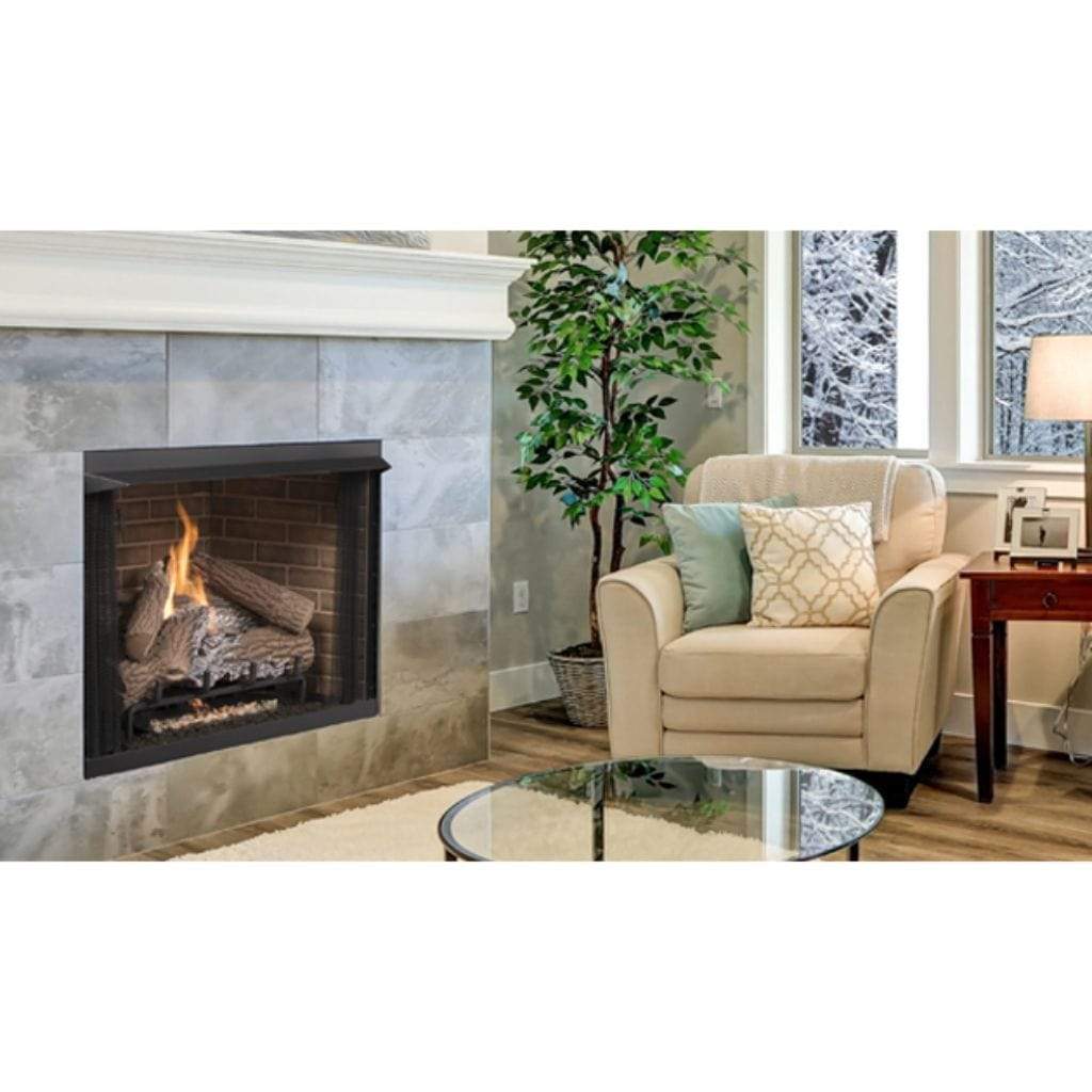 Superior VRT3136 36-inch Traditional Ventless Gas Fireplace - White Stacked Refractory Liners and Floor