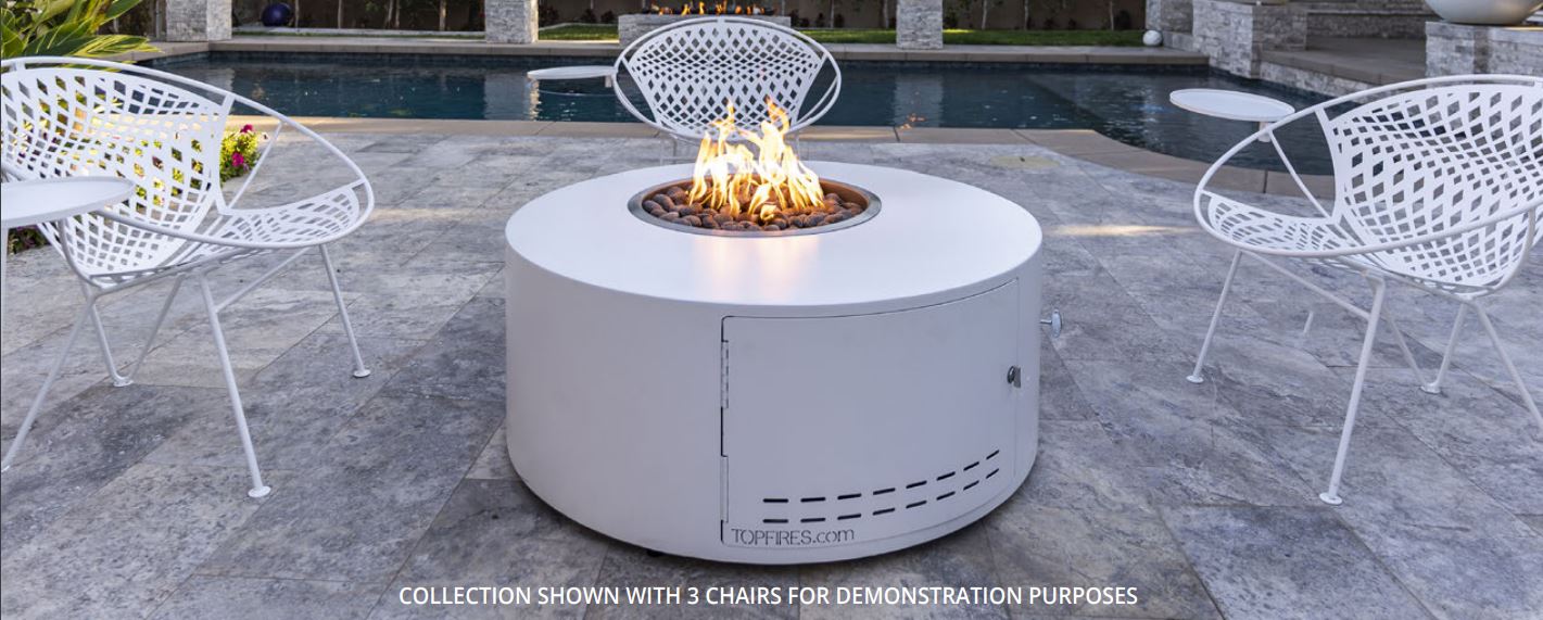 Isla 42" Gray Powder Coated Metal Natural Gas Fire Pit with Match Lit Ignition & Gravity Lounge Chair - The Outdoor Plus