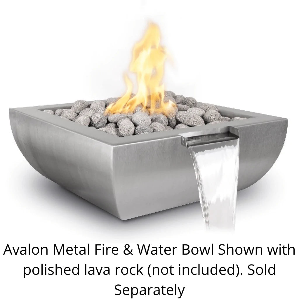 The Outdoor Plus 36 Inch Avalon Hammered Copper & Stainless Steel Square Fire & Water Bowl