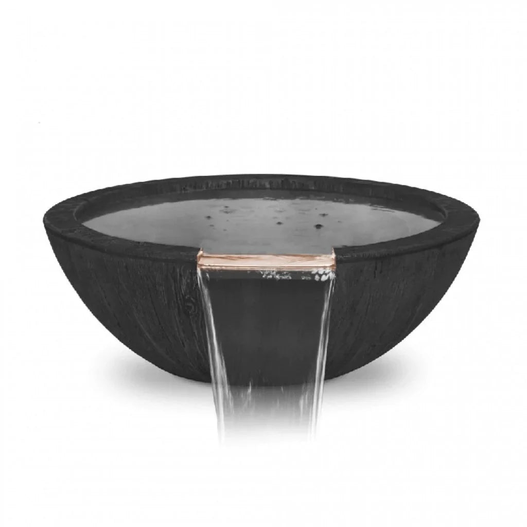 The Outdoor Plus - Sedona GFRC Wood Grain Concrete Round Water Bowl 27"